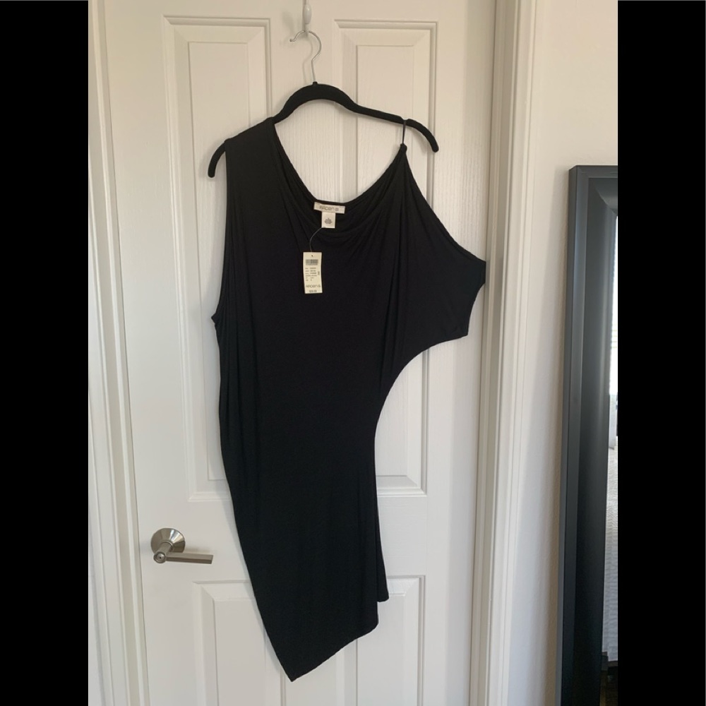 Arden B off shoulder black mini dress